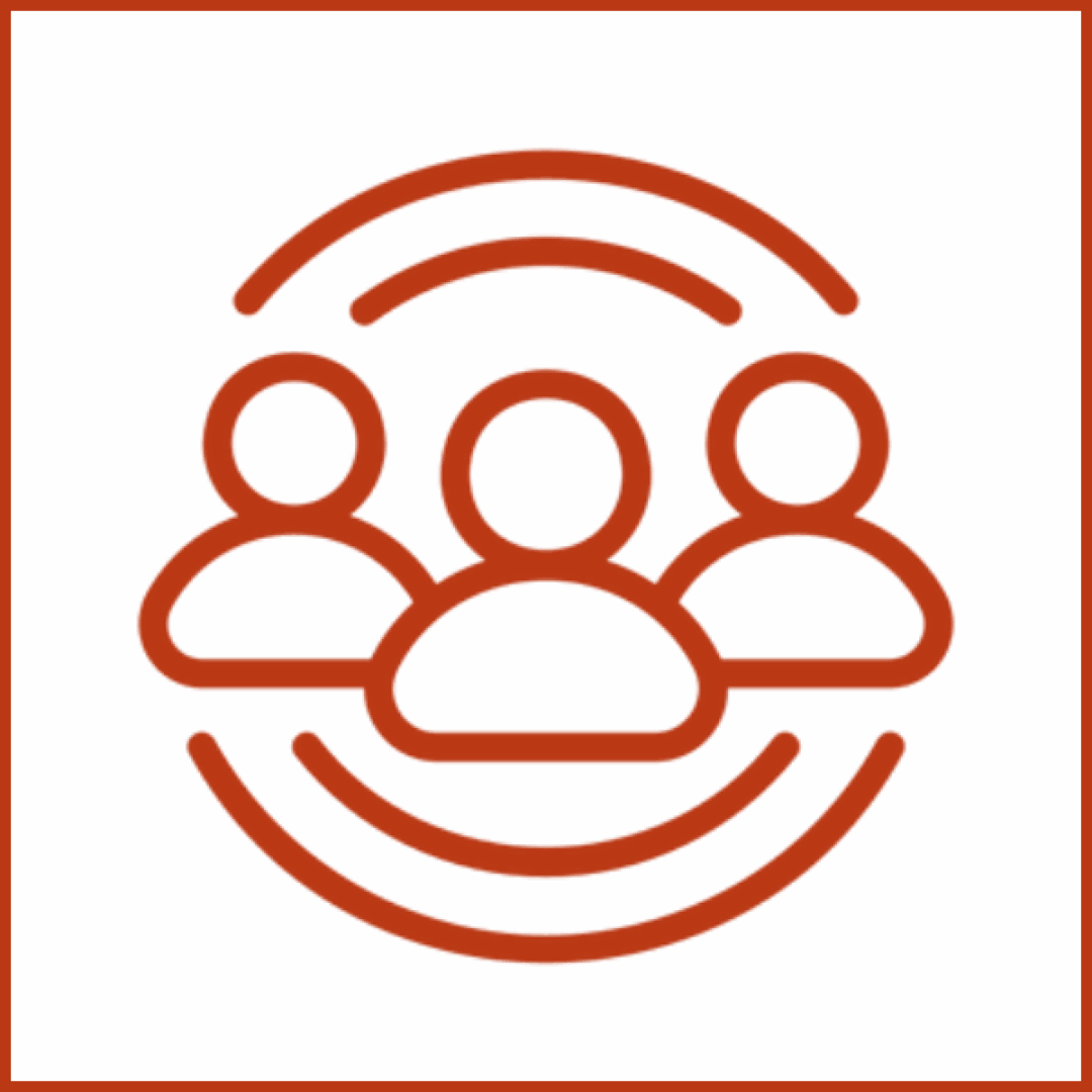 Community network illustration on black background