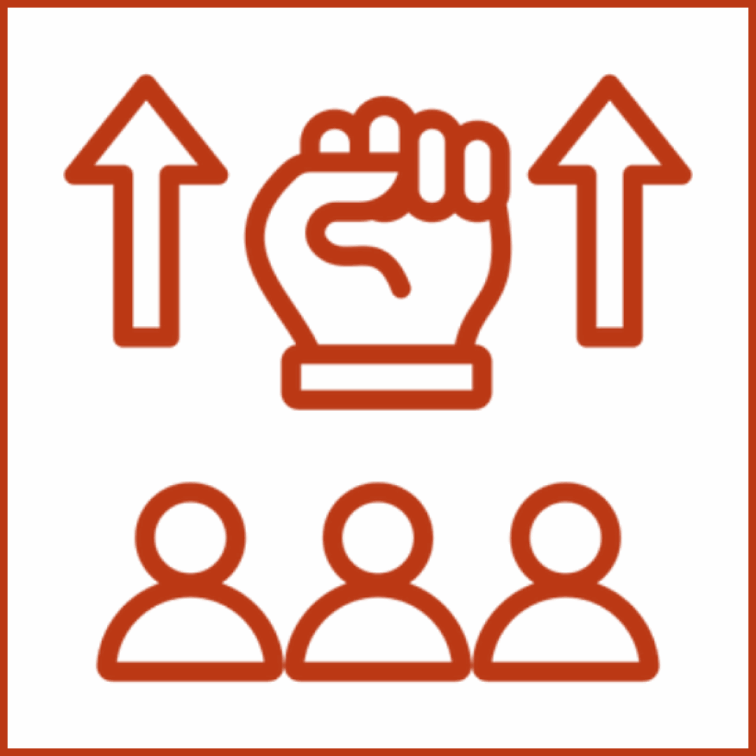 Fist with arrows and people icons